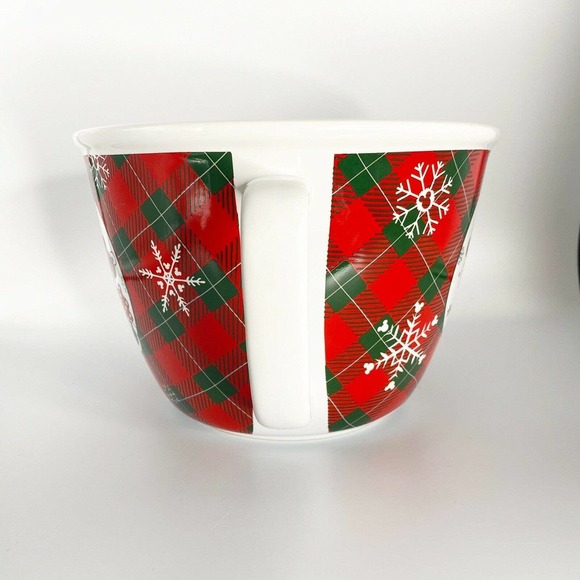 Disney Ceramic Mixing Bowl Mickey Mouse Minnie Christmas Holiday Plaid - Picture 3 of 4